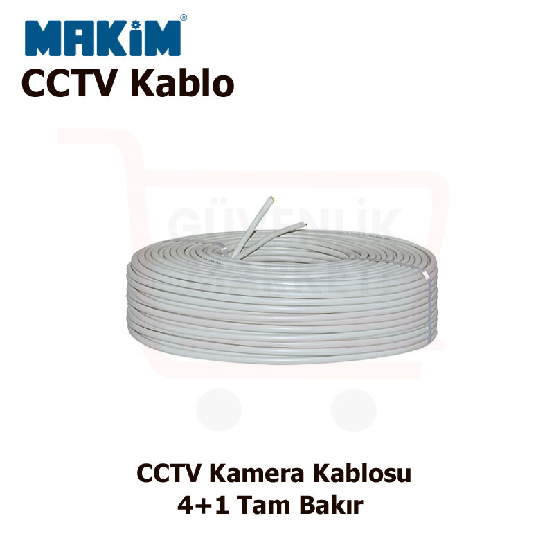CCTV Kamera Kablosu 100 Metre CCTV 4+1 Tam Bakır * (2x0,22) + (2x0,50m